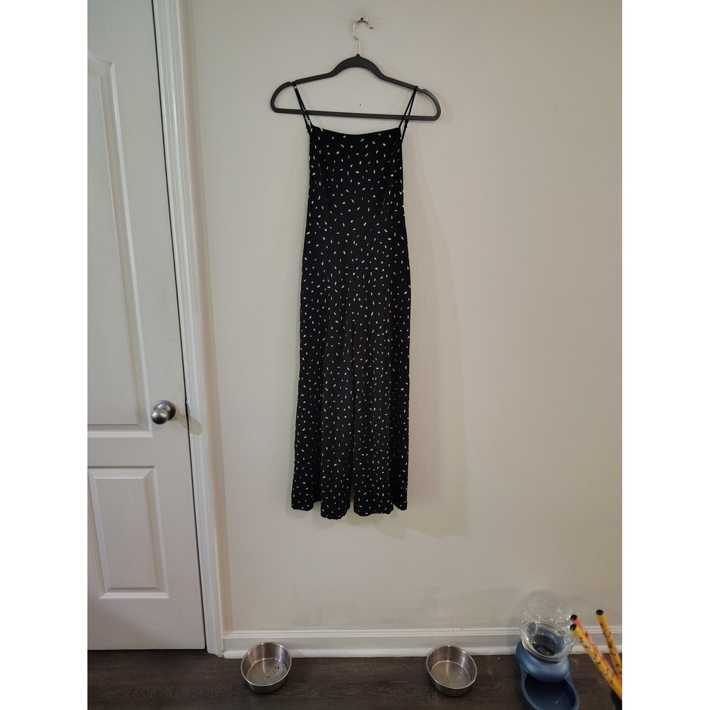 Rokoko Black White Print Wide Leg Jumpsuit Spaghetti Strap Womens Size M